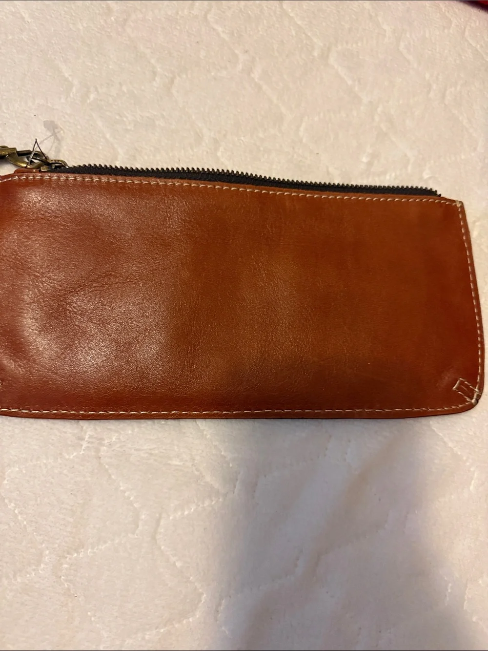 Patricia Nash Tan Leather Wristlet Clutch